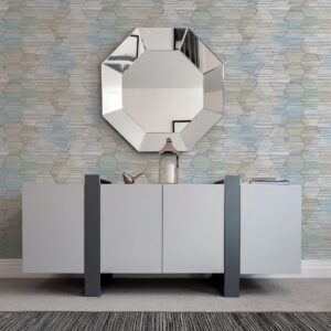 Jabari Light Blue Geometric Faux Grasscloth Wallpaper