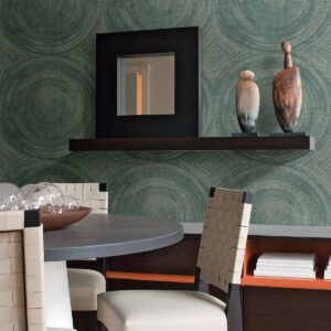 Lalit Teal Medallion Wallpaper