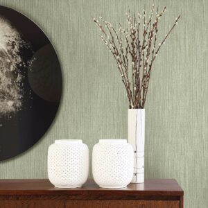 Chenille Sage Faux Linen Wallpaper
