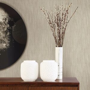 Chenille Light Brown Faux Linen Wallpaper