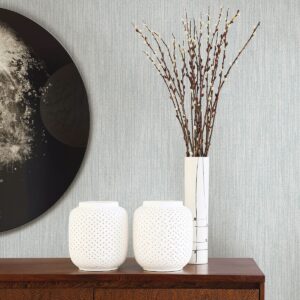 Chenille Light Blue Faux Linen Wallpaper