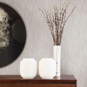 Chenille Light Grey Faux Linen Wallpaper
