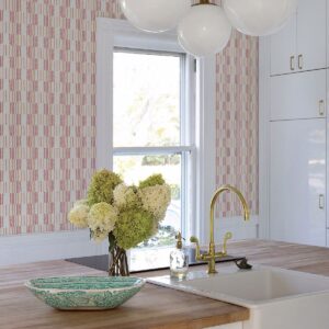 Burgen Orange Geometric Linen Wallpaper