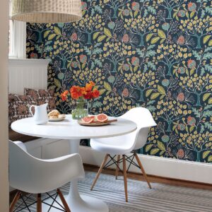 Shiloh Navy Botanical Wallpaper