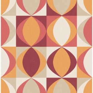 0043931 archer red linen geometric wallpaper