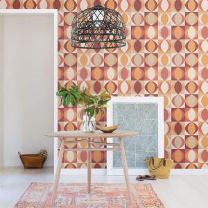 Archer Red Linen Geometric Wallpaper