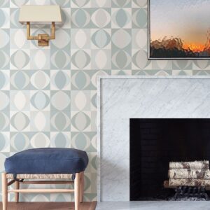 Archer Light Blue Linen Geometric Wallpaper