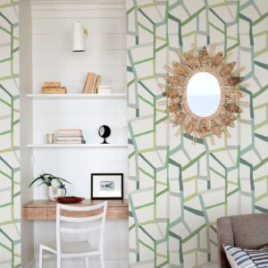 Tate Green Geometric Linen Wallpaper