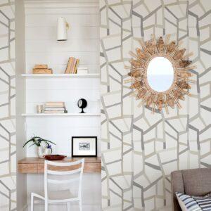 Tate Grey Geometric Linen Wallpaper