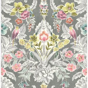0043963 vera multicolor floral damask wallpaper