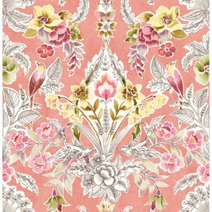 0043965 vera pink floral damask wallpaper