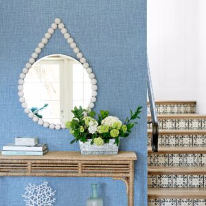 Jocelyn Blue Faux Linen Wallpaper