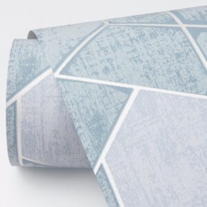 Granada Aqua Geometric Wallpaper- Scott Living