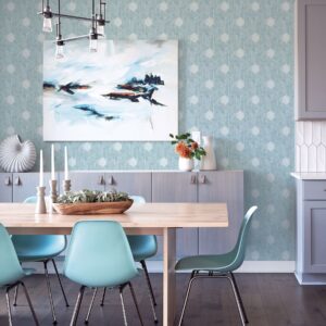 Granada Aqua Geometric Wallpaper- Scott Living