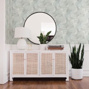 Karson Teal Swirling Geometric Wallpaper- Scott Living
