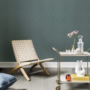 Ballard Teal Geometric Wallpaper- Scott Living