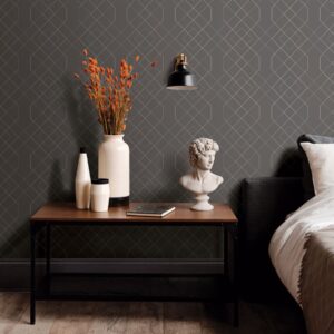 Ballard Grey Geometric Wallpaper- Scott Living