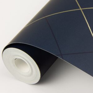 Ballard Indigo Geometric Wallpaper- Scott Living