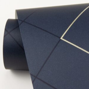 Ballard Indigo Geometric Wallpaper- Scott Living