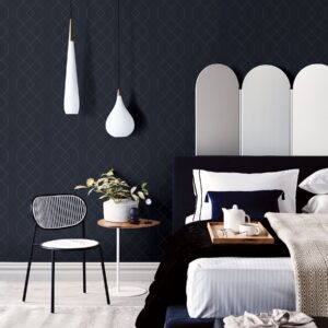Ballard Indigo Geometric Wallpaper- Scott Living