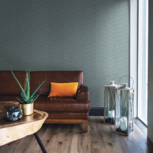 Aspen Aqua Chevron Wallpaper- Scott Living