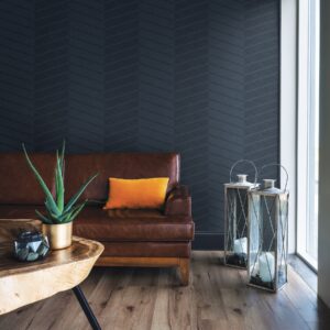 Aspen Indigo Chevron Wallpaper- Scott Living