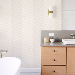 Aspen White Chevron Wallpaper- Scott Living