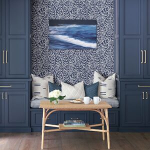 Del Mar Indigo Botanical Wallpaper- Scott Living