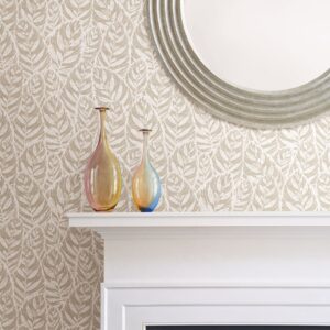 Del Mar Beige Botanical Wallpaper- Scott Living