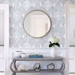 Westport Pewter Geometric Wallpaper- Scott Living