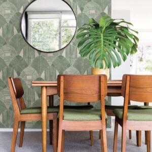 Westport Green Geometric Wallpaper- Scott Living
