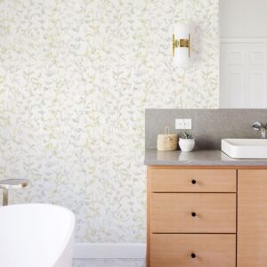 Thea Light Grey Floral Trail Wallpaper- Scott Living