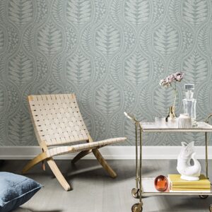 Juno Teal Ogee Wallpaper- Scott Living