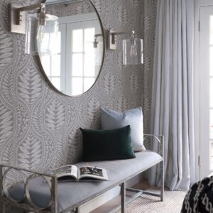 Juno Dark Grey Ogee Wallpaper- Scott Living
