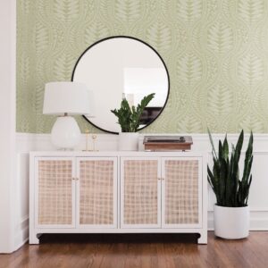 Juno Green Ogee Wallpaper- Scott Living