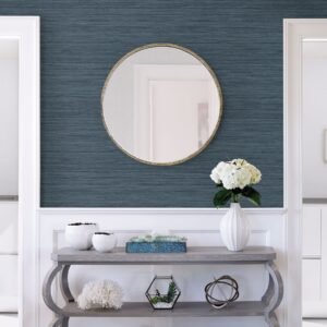 Barnaby Indigo Faux Grasscloth Wallpaper- Scott Living