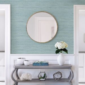 Barnaby Light Blue Faux Grasscloth Wallpaper- Scott Living