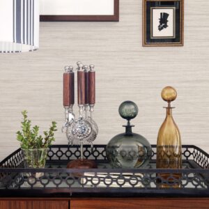 Barnaby Off-White Faux Grasscloth Wallpaper- Scott Living