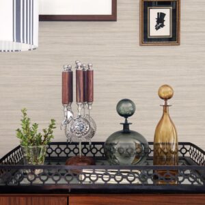 Barnaby Light Grey Faux Grasscloth Wallpaper- Scott Living