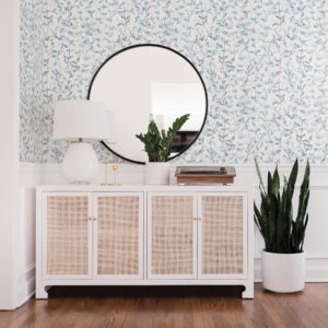 Thea Blue Floral Trail Wallpaper- Scott Living