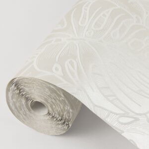 Balboa White Botanical Wallpaper- Scott Living