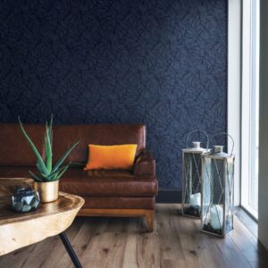 Balboa Indigo Botanical Wallpaper- Scott Living
