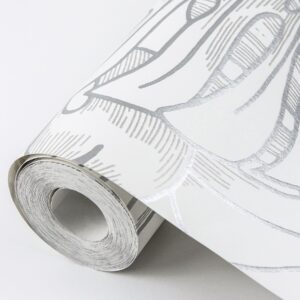 Balboa Silver Botanical Wallpaper- Scott Living