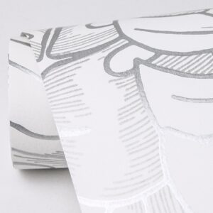 Balboa Silver Botanical Wallpaper- Scott Living