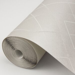 Ballard Silver Geometric Wallpaper- Scott Living