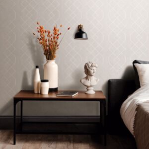 Ballard Silver Geometric Wallpaper- Scott Living