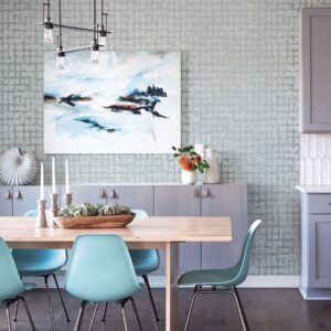 Shea Sky Blue Distressed Geometric Wallpaper- Scott Living