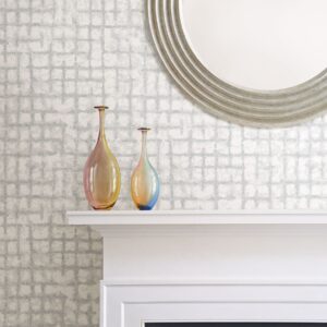 Shea Light Grey Distressed Geometric Wallpaper- Scott Living