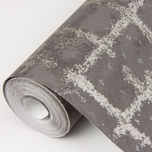 Shea Charcoal Distressed Geometric Wallpaper- Scott Living