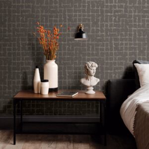 Shea Charcoal Distressed Geometric Wallpaper- Scott Living